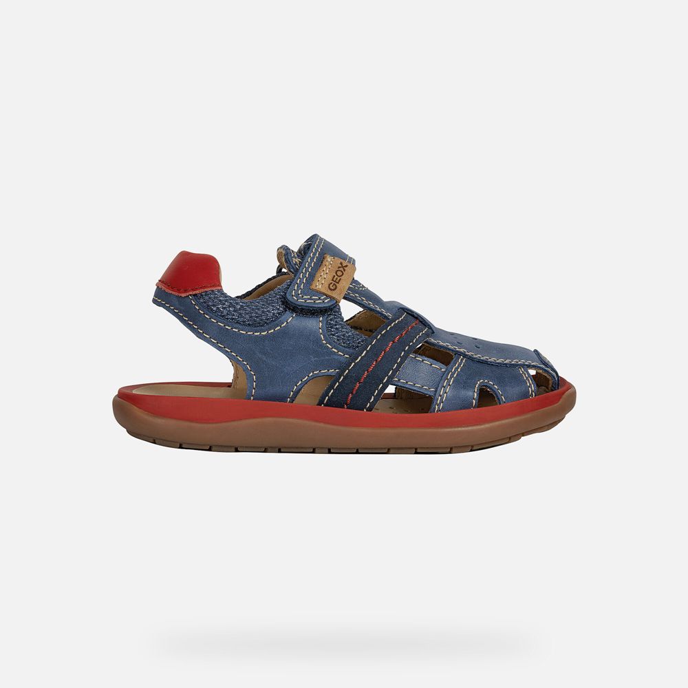 Geox Erkek Çocuk Sandalet Lacivert/Kırmızı - Lipari - BMG-745082